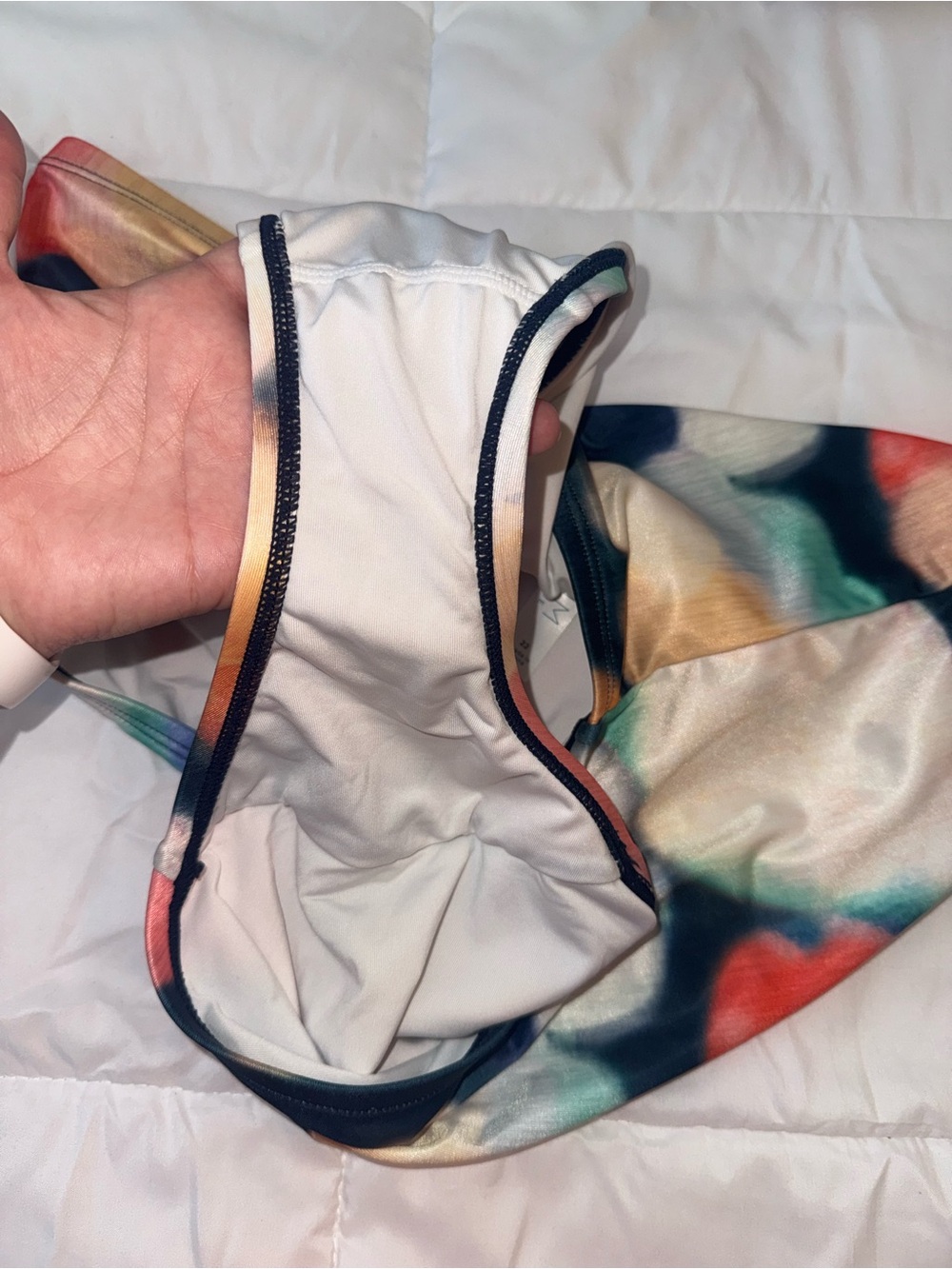 Cacique Multicolor Watercolor Print Tankini 44D top / 22 high waisted bottom - Picture 6 of 6